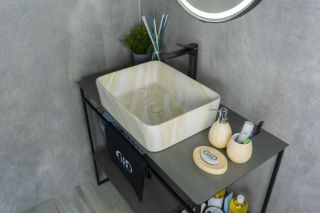 Раковина Gid Mnc600 54459 накладная под камень глянцевая 48x37x13